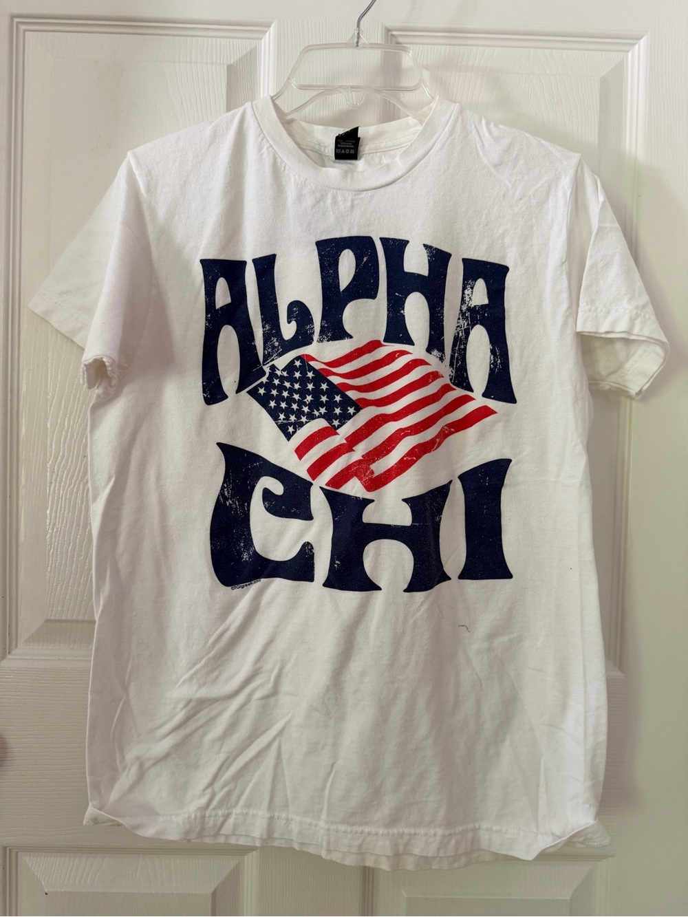 Alpha Chi Omega Graphic Tee with American Flag